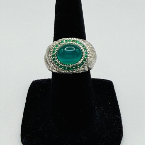 Vintage Judith Ripka signed sterling silver chalcedony ring